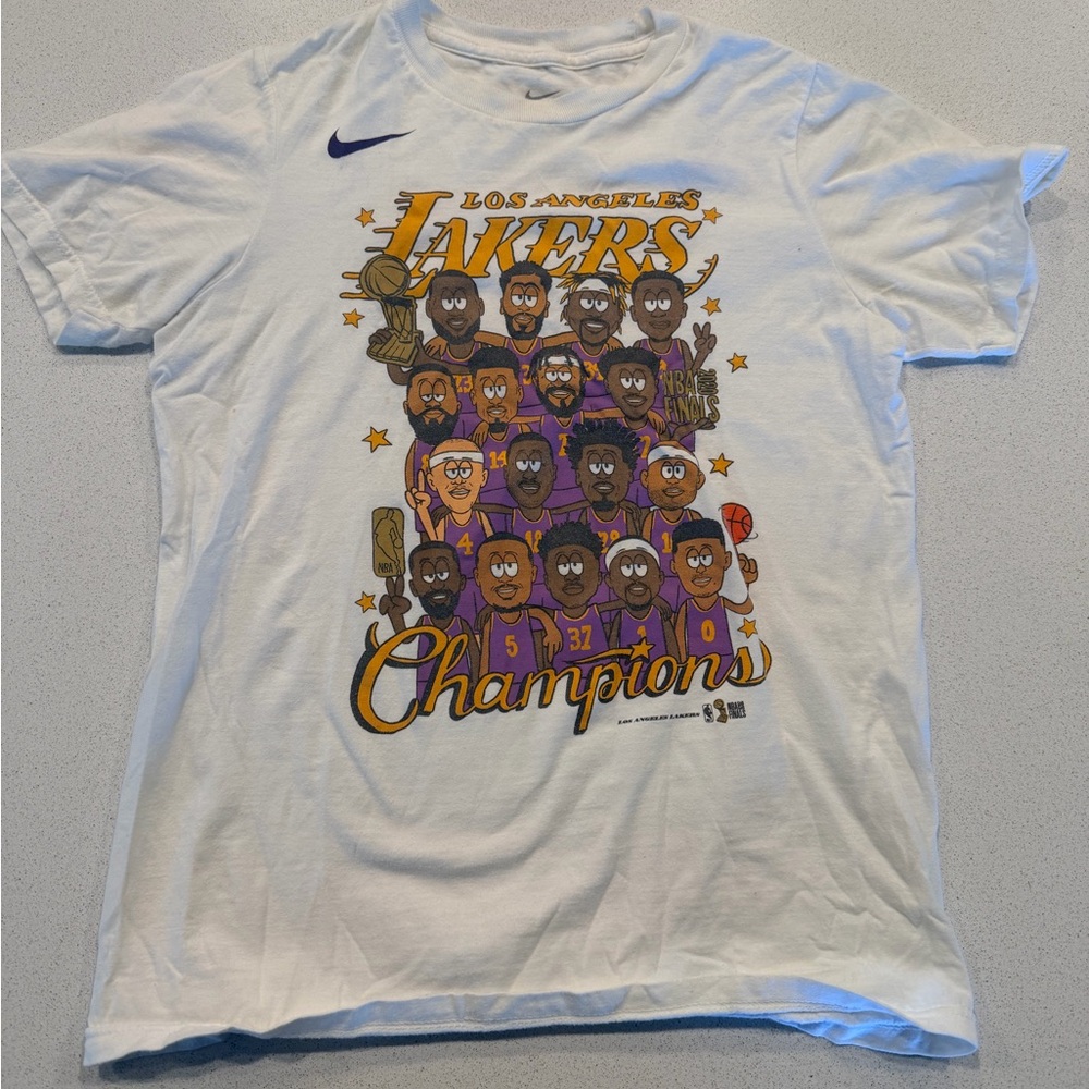 Nike White Lakers Cartoon Champions Tee